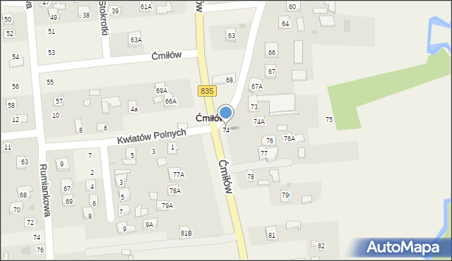 Ćmiłów, Ćmiłów, 74, mapa Ćmiłów