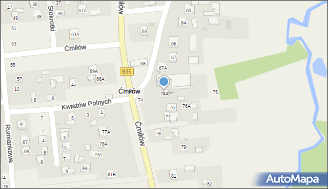 Ćmiłów, Ćmiłów, 74A, mapa Ćmiłów