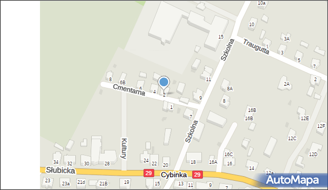 Cybinka, Cmentarna, 2, mapa Cybinka