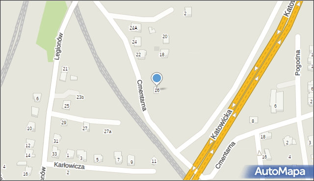 Czechowice-Dziedzice, Cmentarna, 16, mapa Czechowic-Dziedzic