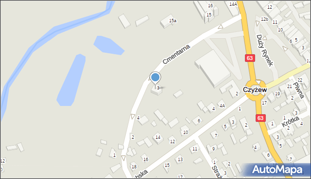 Czyżew, Cmentarna, 6, mapa Czyżew