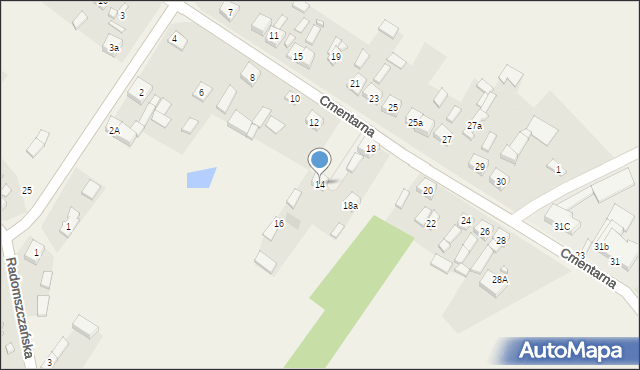 Dobryszyce, Cmentarna, 14, mapa Dobryszyce