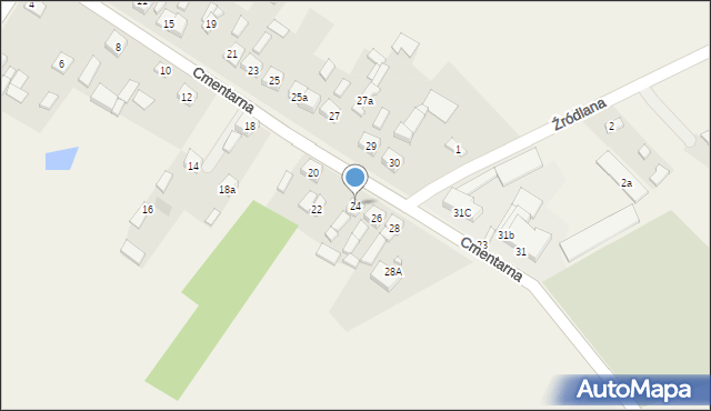 Dobryszyce, Cmentarna, 24, mapa Dobryszyce