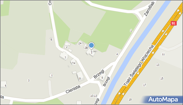 Gdańsk, Cmentarna, 1, mapa Gdańska