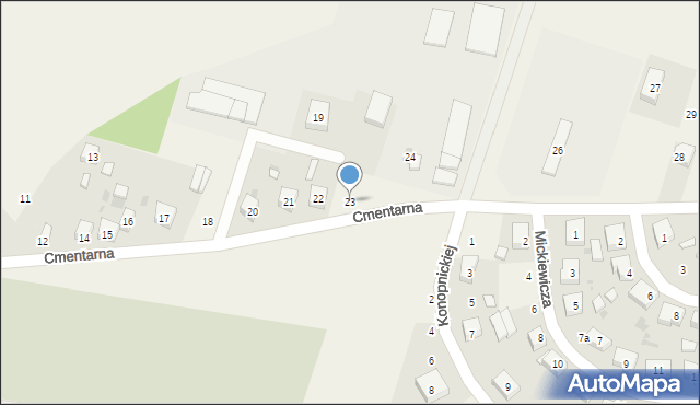 Gidle, Cmentarna, 23, mapa Gidle