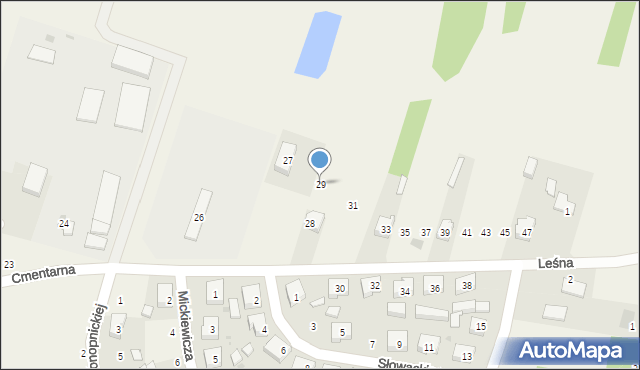 Gidle, Cmentarna, 29, mapa Gidle