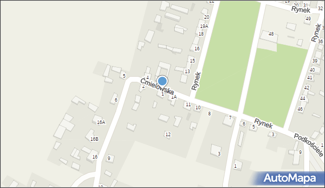Gliniany, Ćmielowska, 1, mapa Gliniany