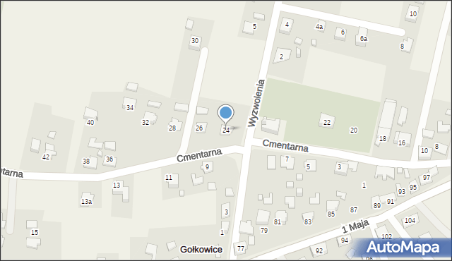Gołkowice, Cmentarna, 24, mapa Gołkowice