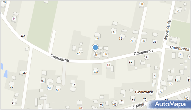 Gołkowice, Cmentarna, 38, mapa Gołkowice