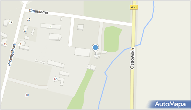 Grabów nad Prosną, Cmentarna, 1, mapa Grabów nad Prosną