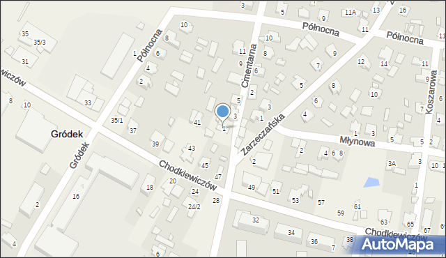 Gródek, Cmentarna, 1, mapa Gródek