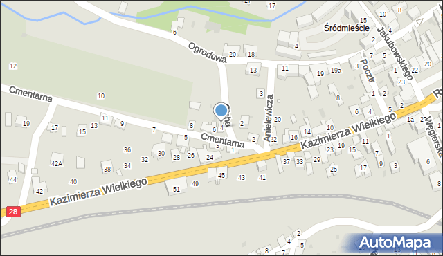 Grybów, Cmentarna, 4, mapa Grybów