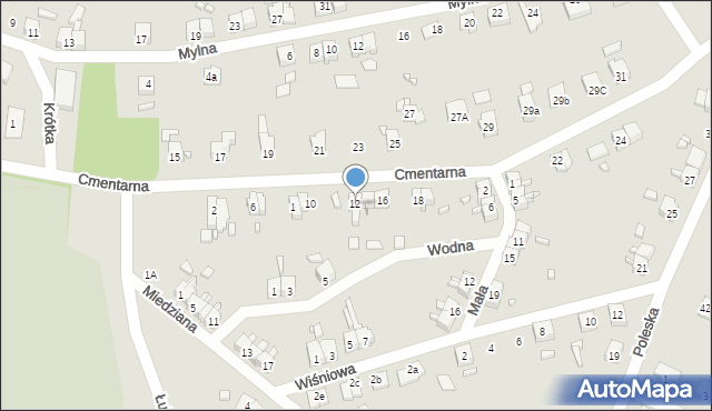 Gubin, Cmentarna, 12, mapa Gubin