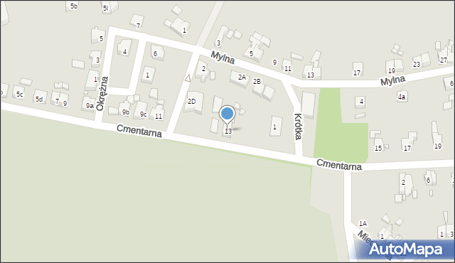 Gubin, Cmentarna, 13, mapa Gubin