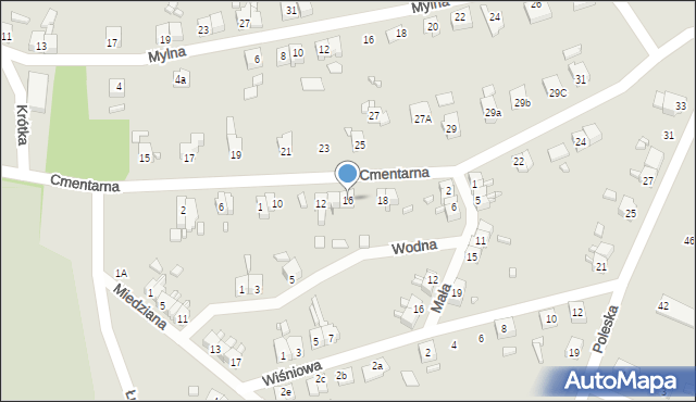 Gubin, Cmentarna, 16, mapa Gubin