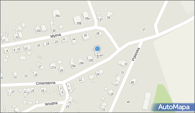Gubin, Cmentarna, 31, mapa Gubin