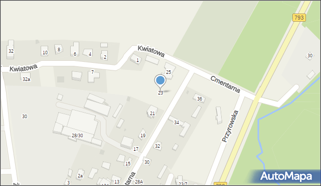 Janów, Cmentarna, 23, mapa Janów