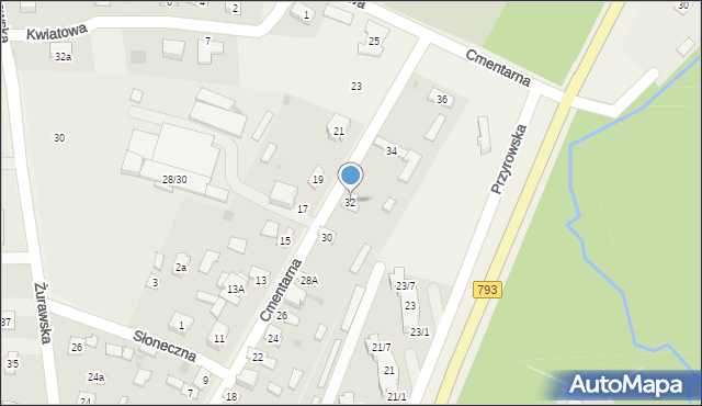 Janów, Cmentarna, 32, mapa Janów