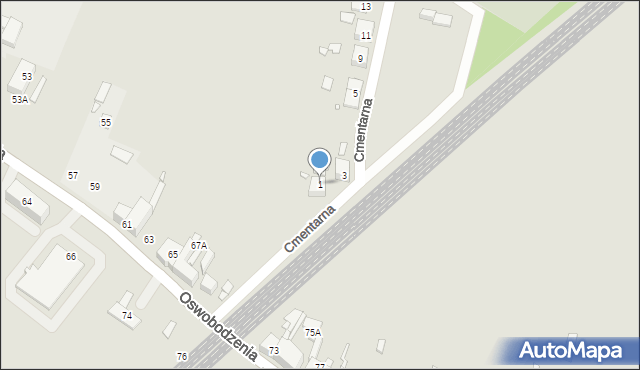 Katowice, Cmentarna, 1, mapa Katowic