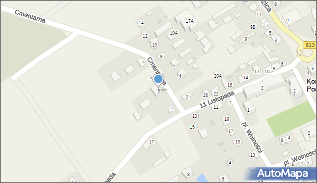 Komarówka Podlaska, Cmentarna, 3, mapa Komarówka Podlaska