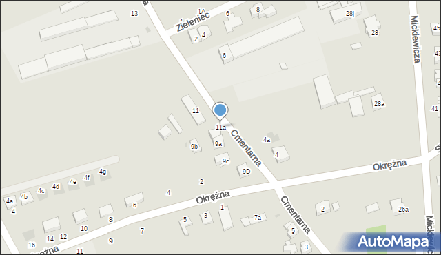 Kostrzyn, Cmentarna, 11a, mapa Kostrzyn