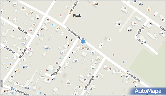 Kutno, Cmentarna, 39, mapa Kutno