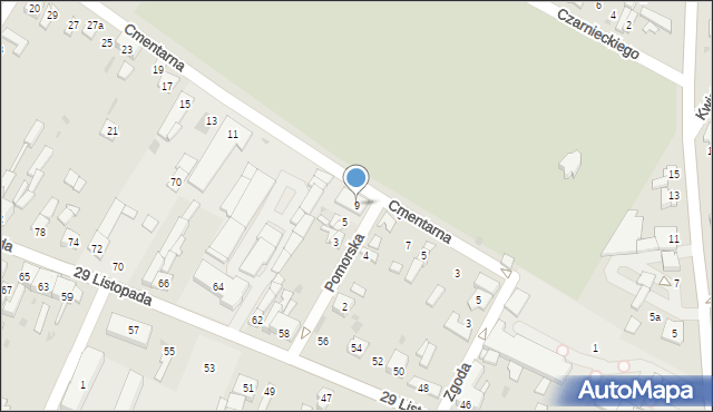 Kutno, Cmentarna, 9, mapa Kutno