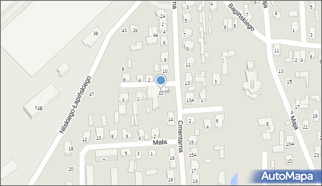 Łapy, Cmentarna, 12, mapa Łapy