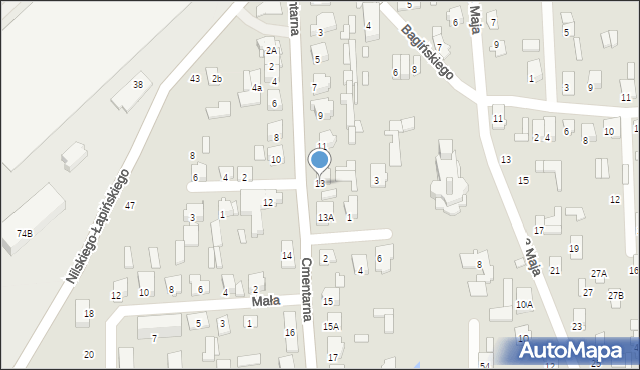 Łapy, Cmentarna, 13, mapa Łapy