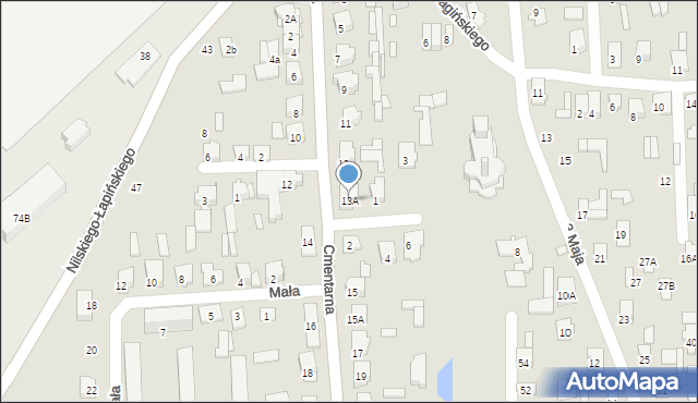 Łapy, Cmentarna, 13A, mapa Łapy