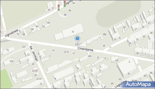 Łódź, Cmentarna, 9/11, mapa Łodzi
