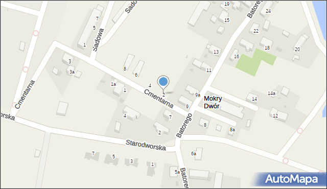 Mokry Dwór, Cmentarna, 2, mapa Mokry Dwór