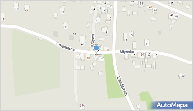 Myszków, Cmentarna, 20, mapa Myszków