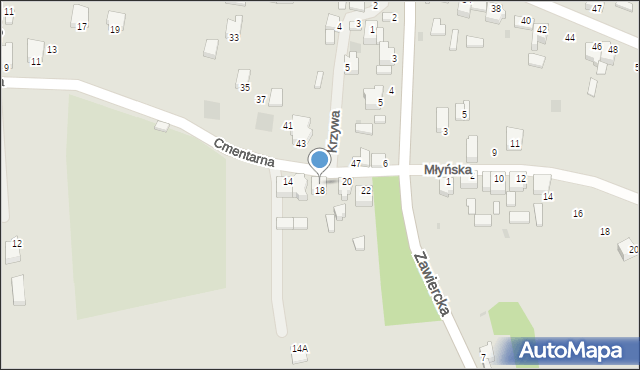 Myszków, Cmentarna, 23, mapa Myszków