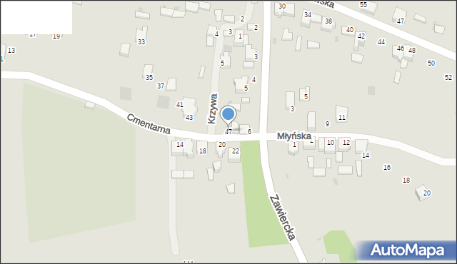 Myszków, Cmentarna, 47, mapa Myszków