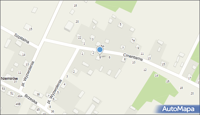 Niemirów, Cmentarna, 4, mapa Niemirów