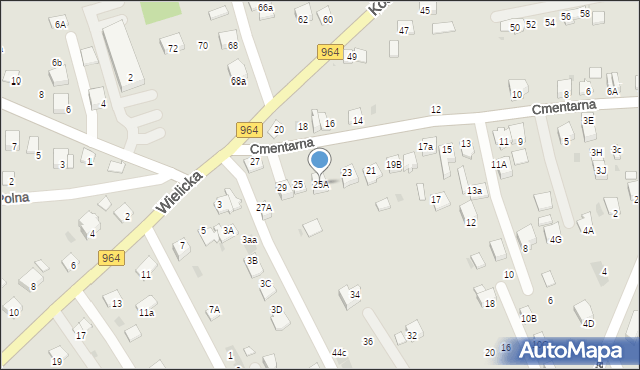 Niepołomice, Cmentarna, 25A, mapa Niepołomice