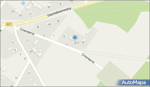 Okuniew, Cmentarna, 13, mapa Okuniew