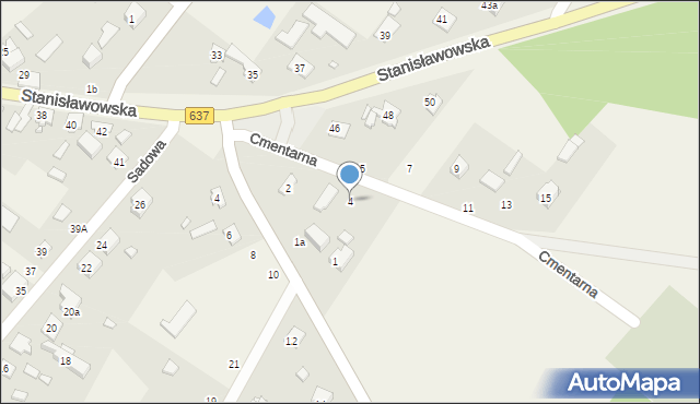 Okuniew, Cmentarna, 4, mapa Okuniew