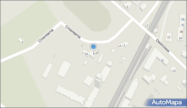 Pieniężno, Cmentarna, 3, mapa Pieniężno