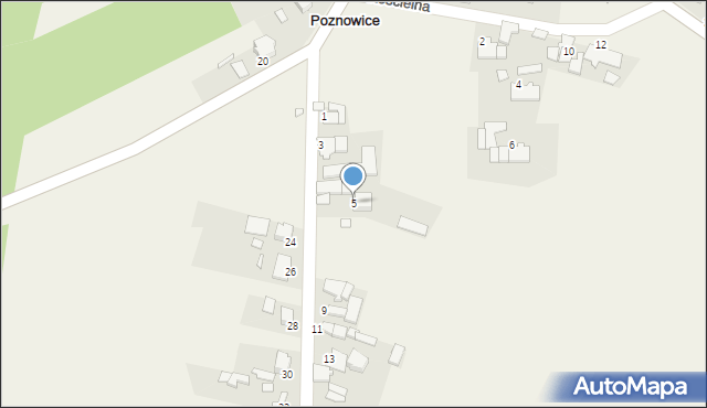 Poznowice, Cmentarna, 5, mapa Poznowice