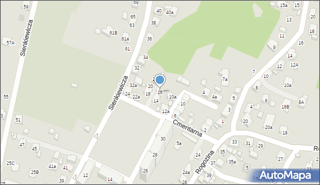 Radlin, Cmentarna, 16, mapa Radlin