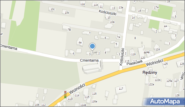 Rędziny, Cmentarna, 3a, mapa Rędziny