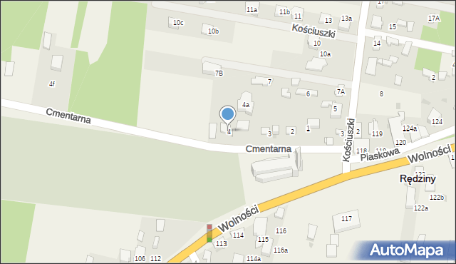 Rędziny, Cmentarna, 4, mapa Rędziny