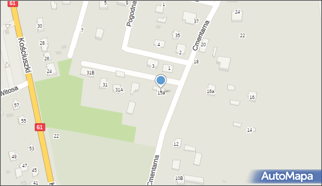 Różan, Cmentarna, 15a, mapa Różan