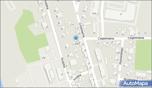 Rybnik, Cmentarna, 21A, mapa Rybnika
