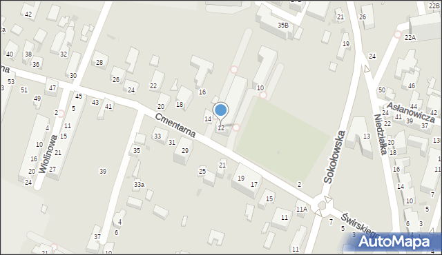 Siedlce, Cmentarna, 12, mapa Siedlce