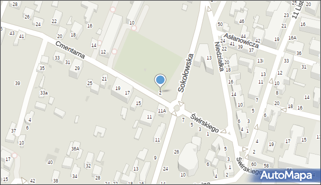 Siedlce, Cmentarna, 2, mapa Siedlce
