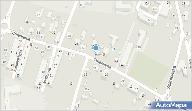 Siedlce, Cmentarna, 20, mapa Siedlce