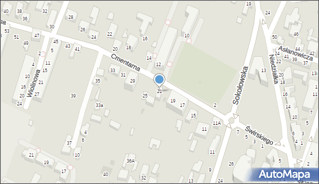 Siedlce, Cmentarna, 21, mapa Siedlce